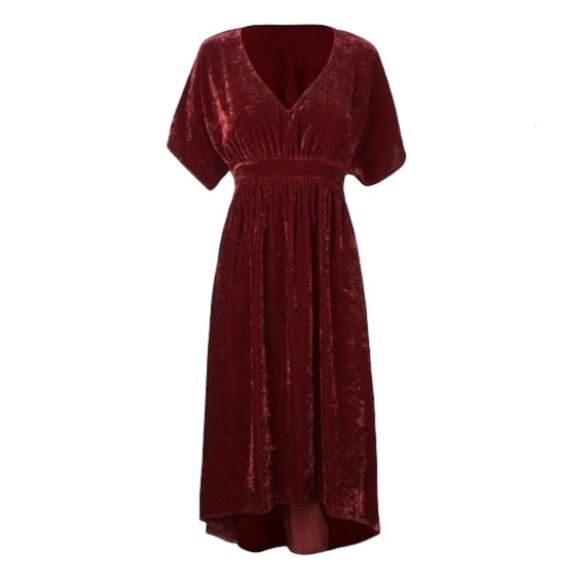 CABi Grace Tribute Crush Velvet Dress #3696 V-Neck Empire Waist Red Size Small S - Picture 2 of 12